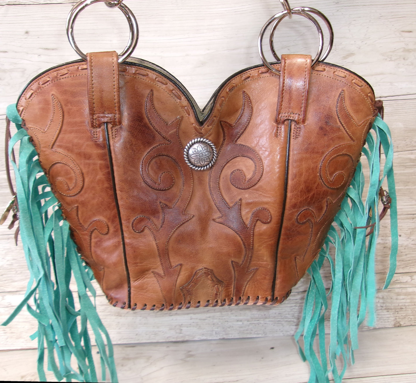 Double Cowboy Boot Purse with Fringe DB359
